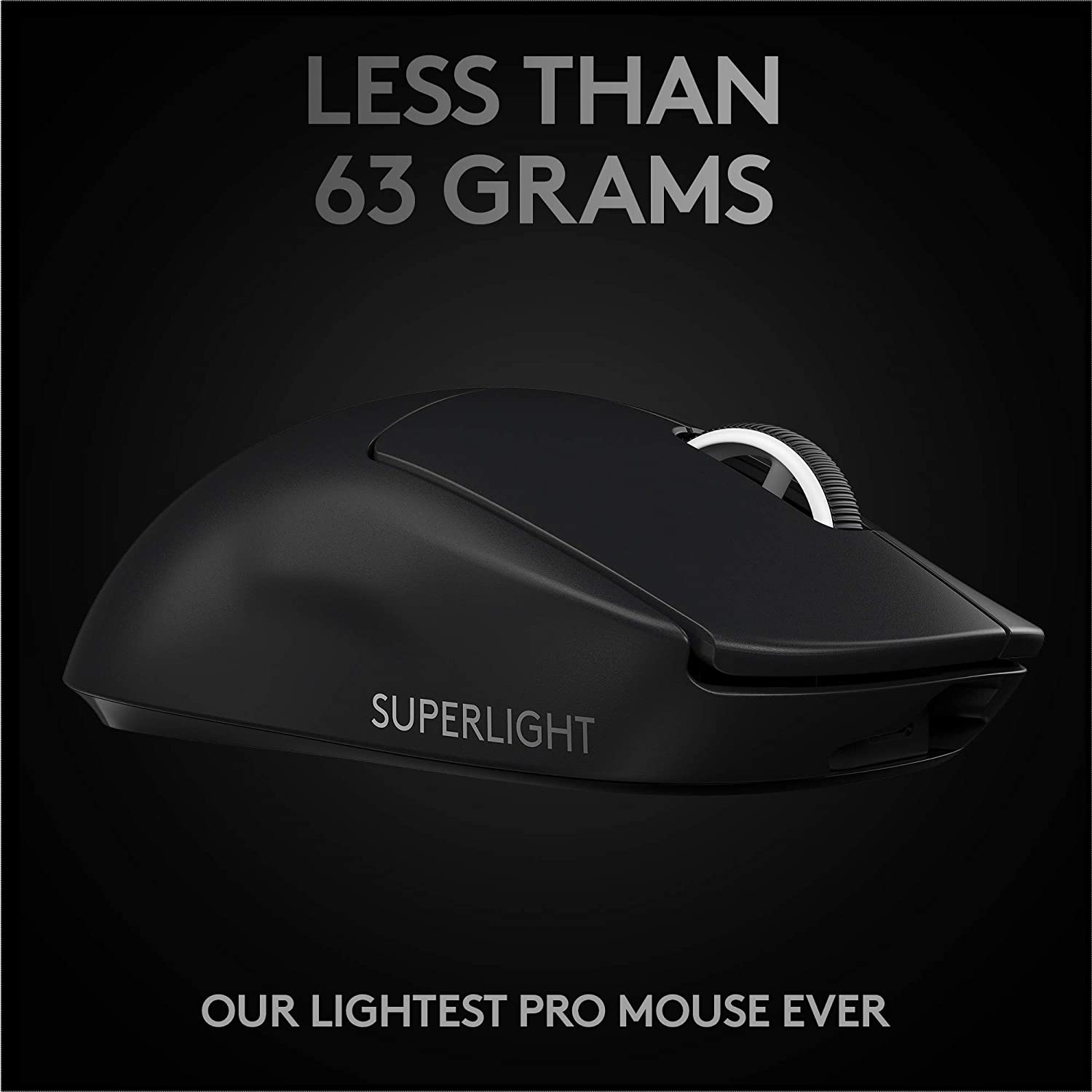 Logitech G PRO X SUPERLIGHT Wireless Gaming Mouse, HERO 25K Sensor, Ultra-light with 63g, 5 Programmable Buttons, 70 hours Battery Life, Zero Additive PTFE Feet, PC/Mac - Black